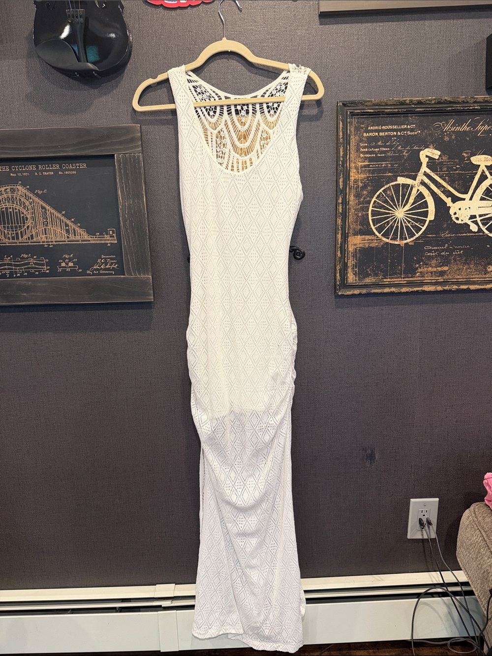 Sky White Crochet Tank Maxi Dress
